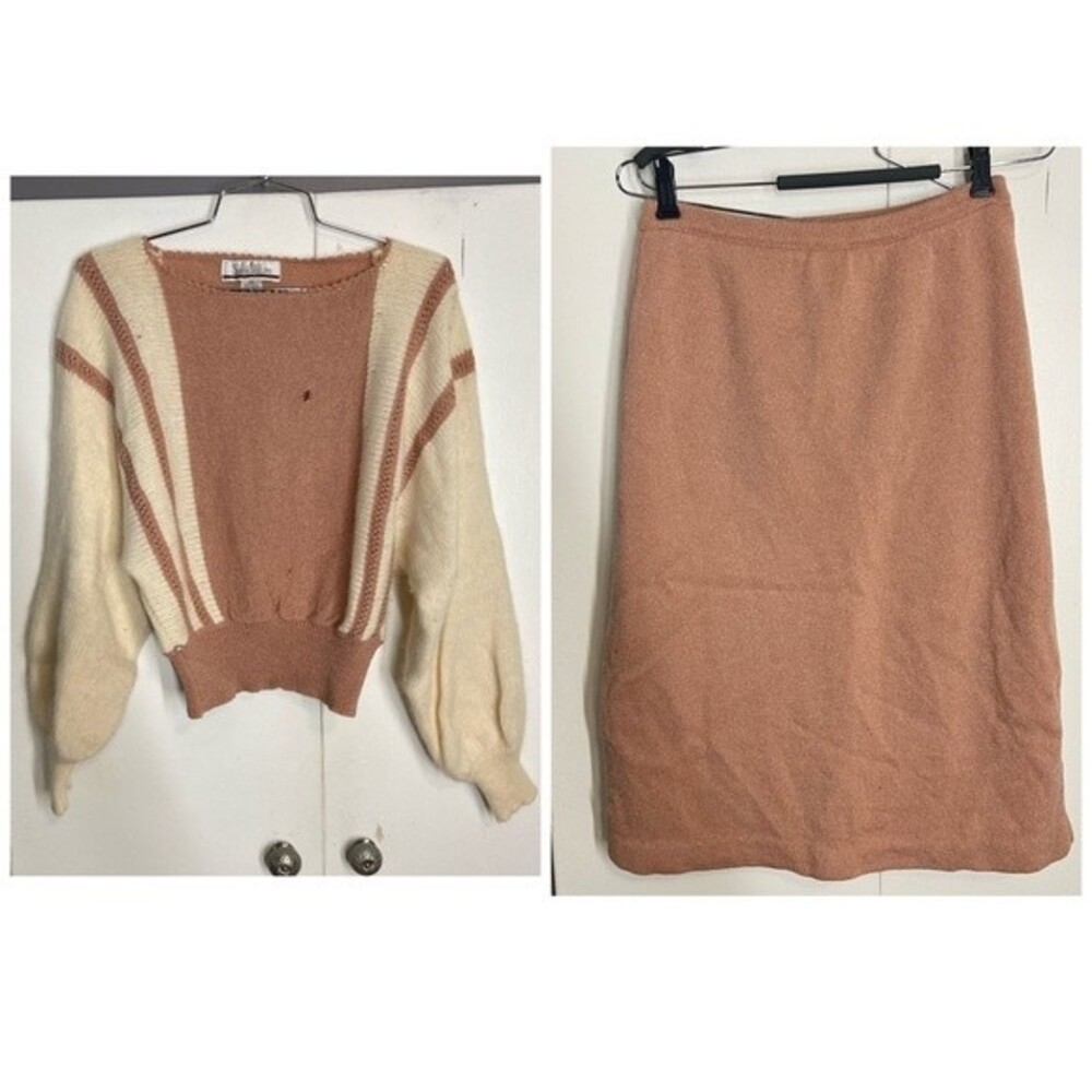 Sarah Williams Pink vintage rabbit hair blend two piece sweater Size Medium